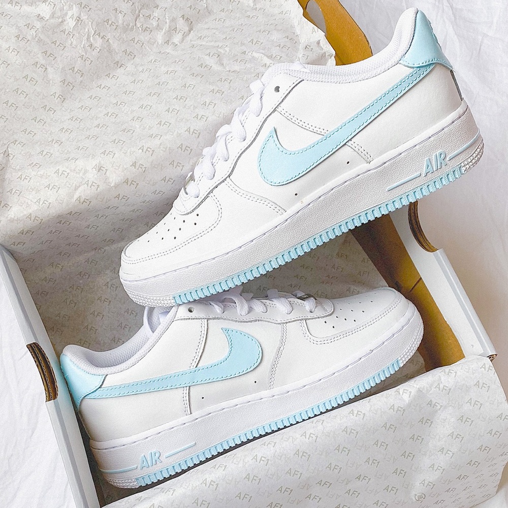 Nike custom Air Force 1 Light Blue Sneakers - Picture 2 of 4